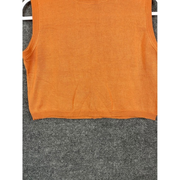 Orvis Sleeveless Turtleneck Sweater Vest Women L/XL Orange Excellent Cropped - Picture 4 of 8